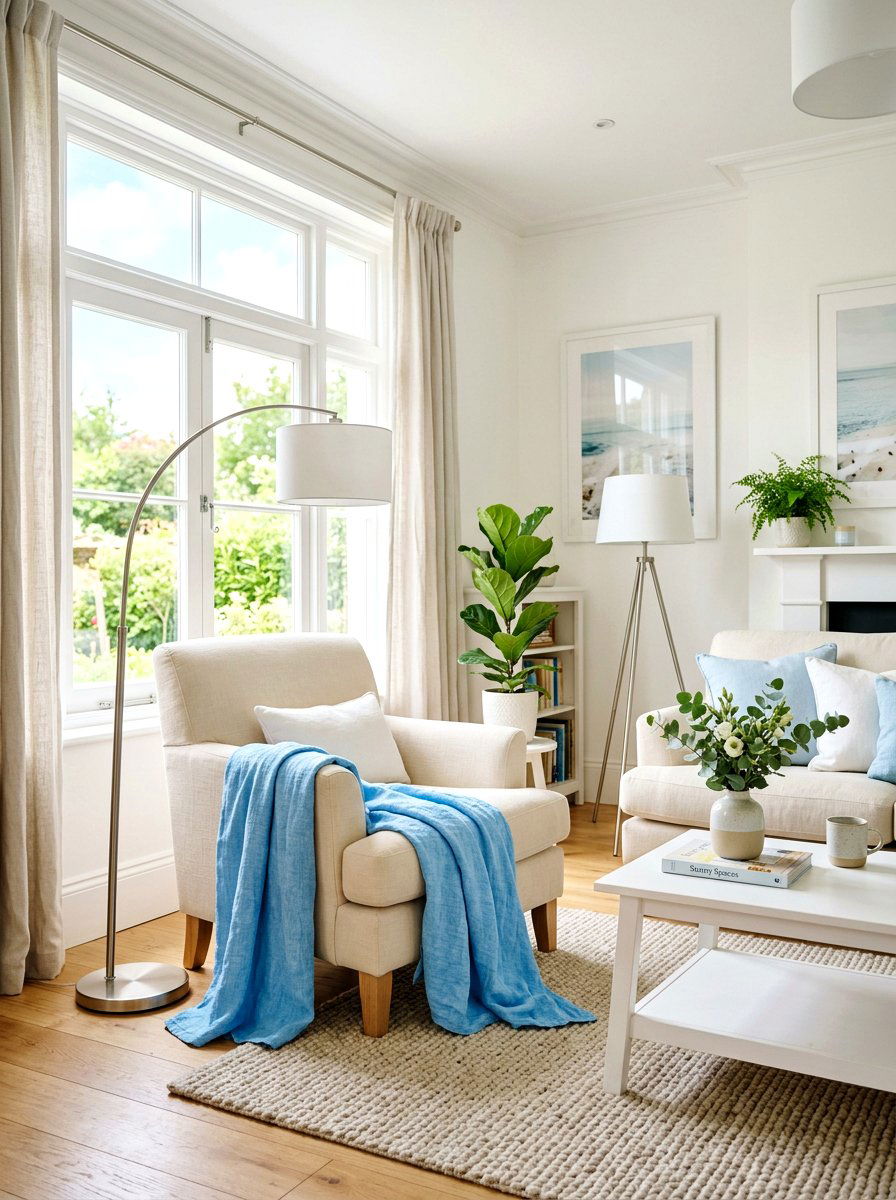 Sky Blue Linen Throw - 25 Spring Linen Throw Ideas