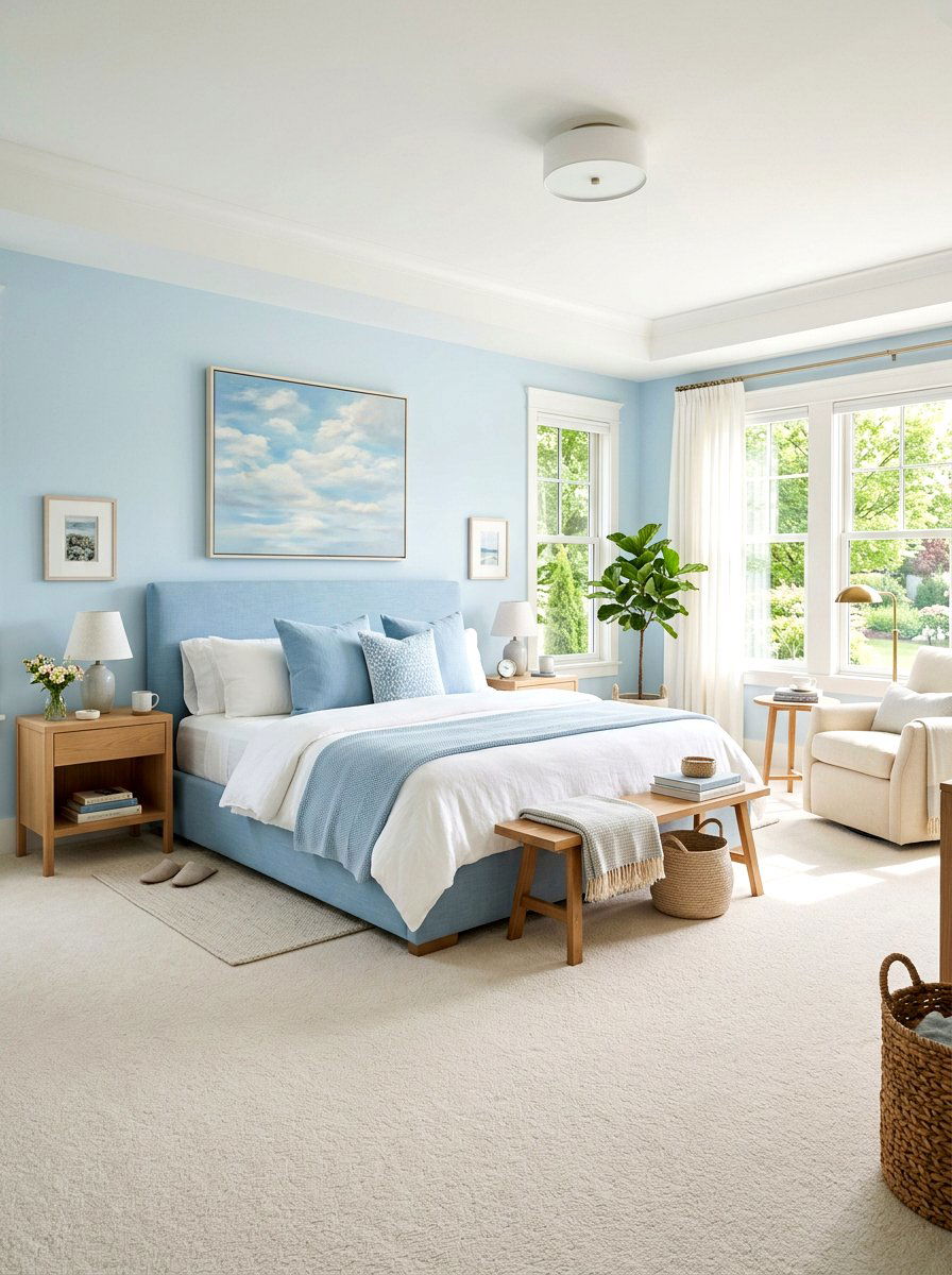 Sky Blue Master Bedroom - 25 Spring Soft Blue Decor Ideas