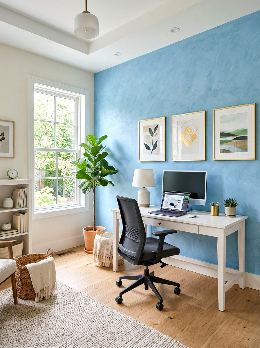 Sky Blue Textured Wall - 25 Spring Accent Wall Ideas