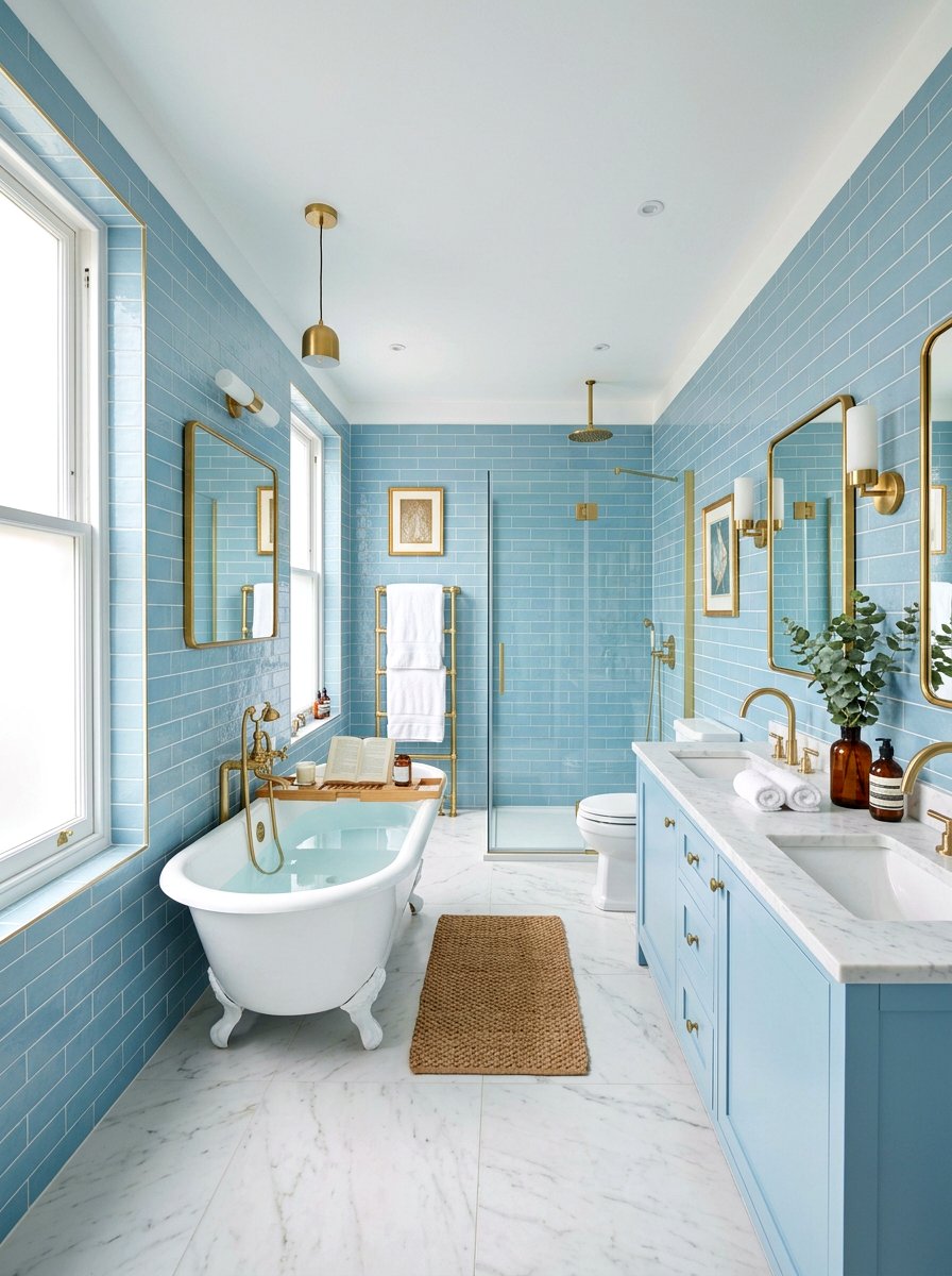 Sky blue bathroom - 25 Spring Pastel Color Palette Ideas