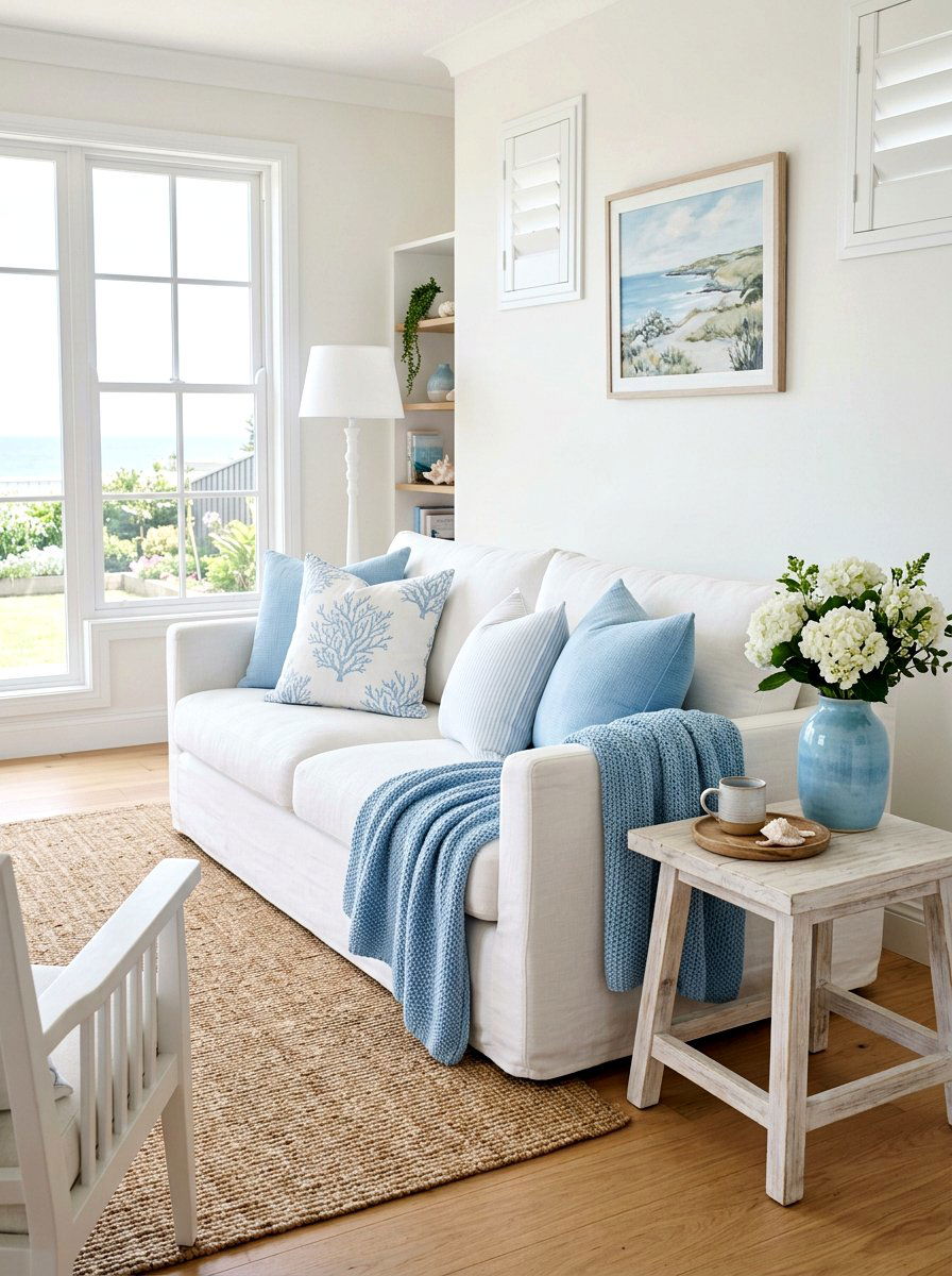 Sky blue sofa accessories - 25 Spring Sofa Styling Ideas
