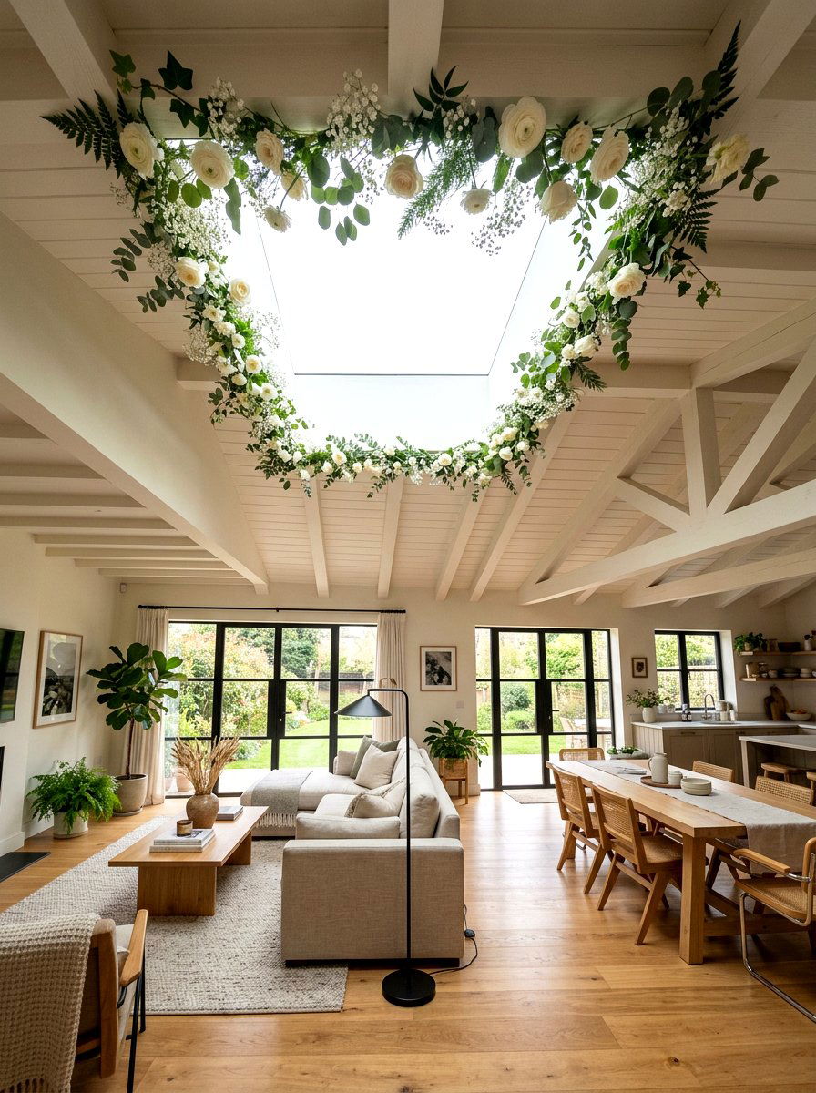 Skylight Frame Flower Accent - 25 Spring Floral Garland Ideas