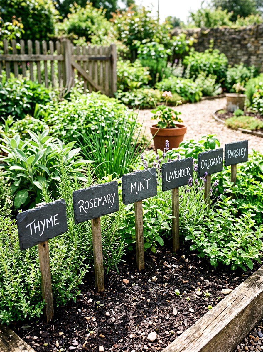 Slate Garden Markers - 25 Spring Stone Garden Decor Ideas