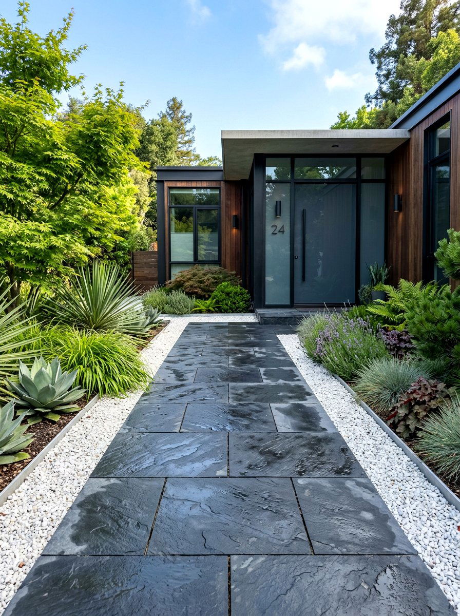 Slate tile garden entry - 25 Spring Garden Path Decor Ideas