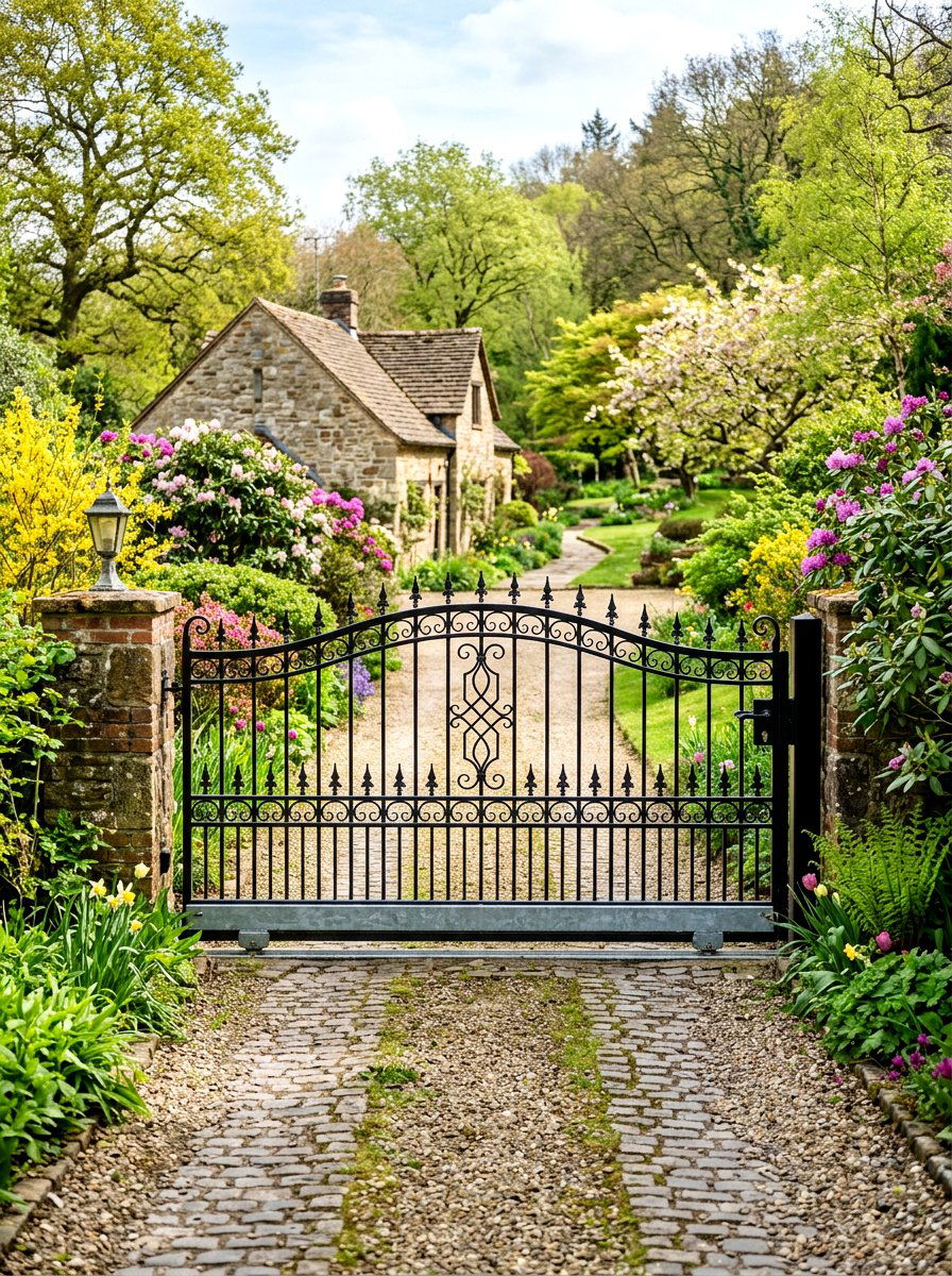 Sliding Wrought Iron Gate - 25 Spring Driveway Gate Ideas