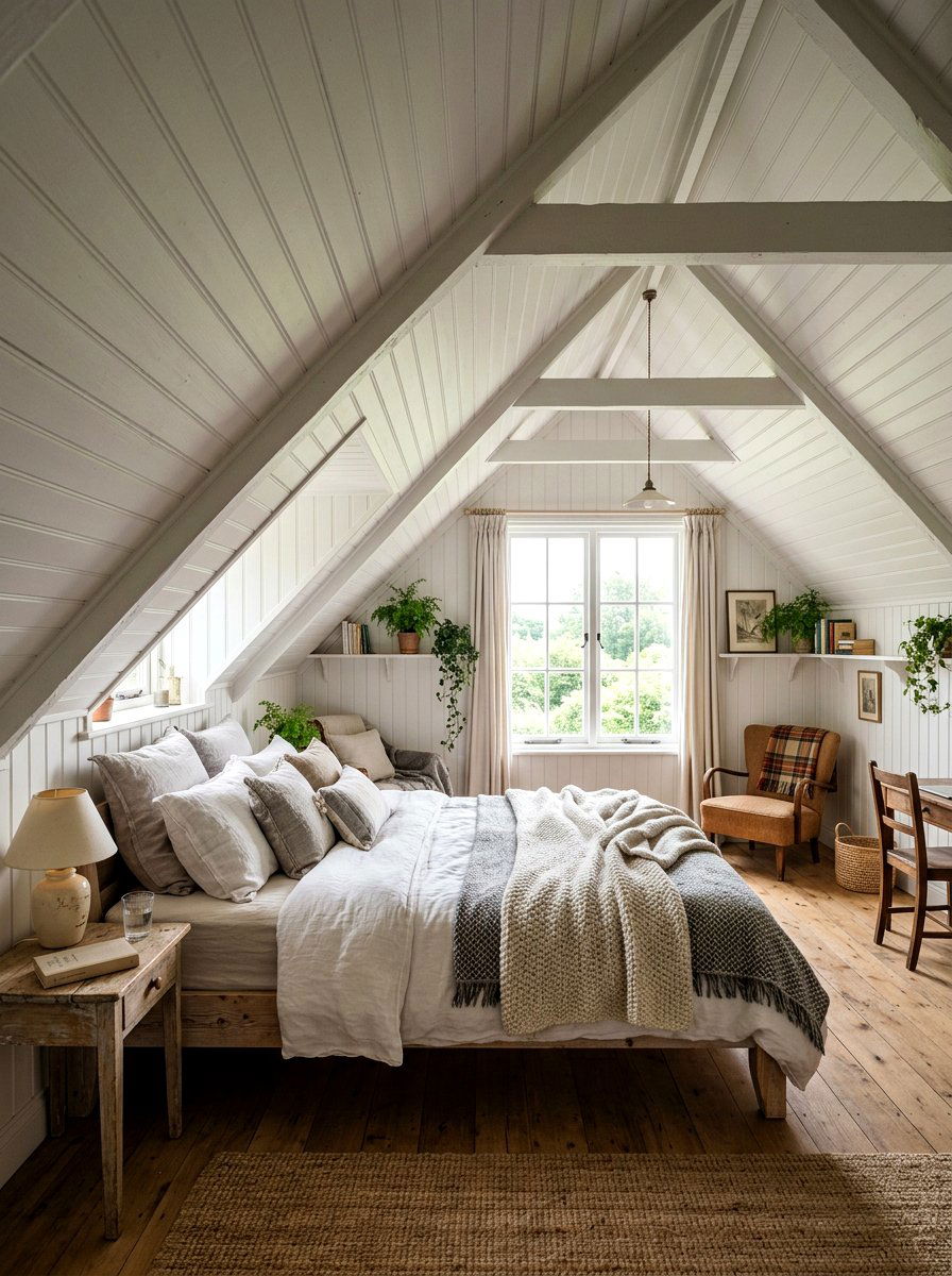 Sloped Ceiling Beadboard Attic - 25 Spring Beadboard Decor Ideas