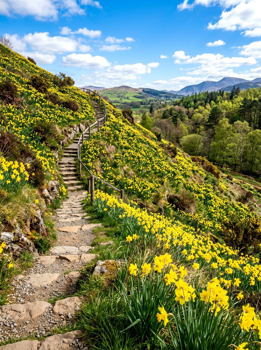 Sloped Hillside Planting - 25 Spring Daffodil Garden Ideas