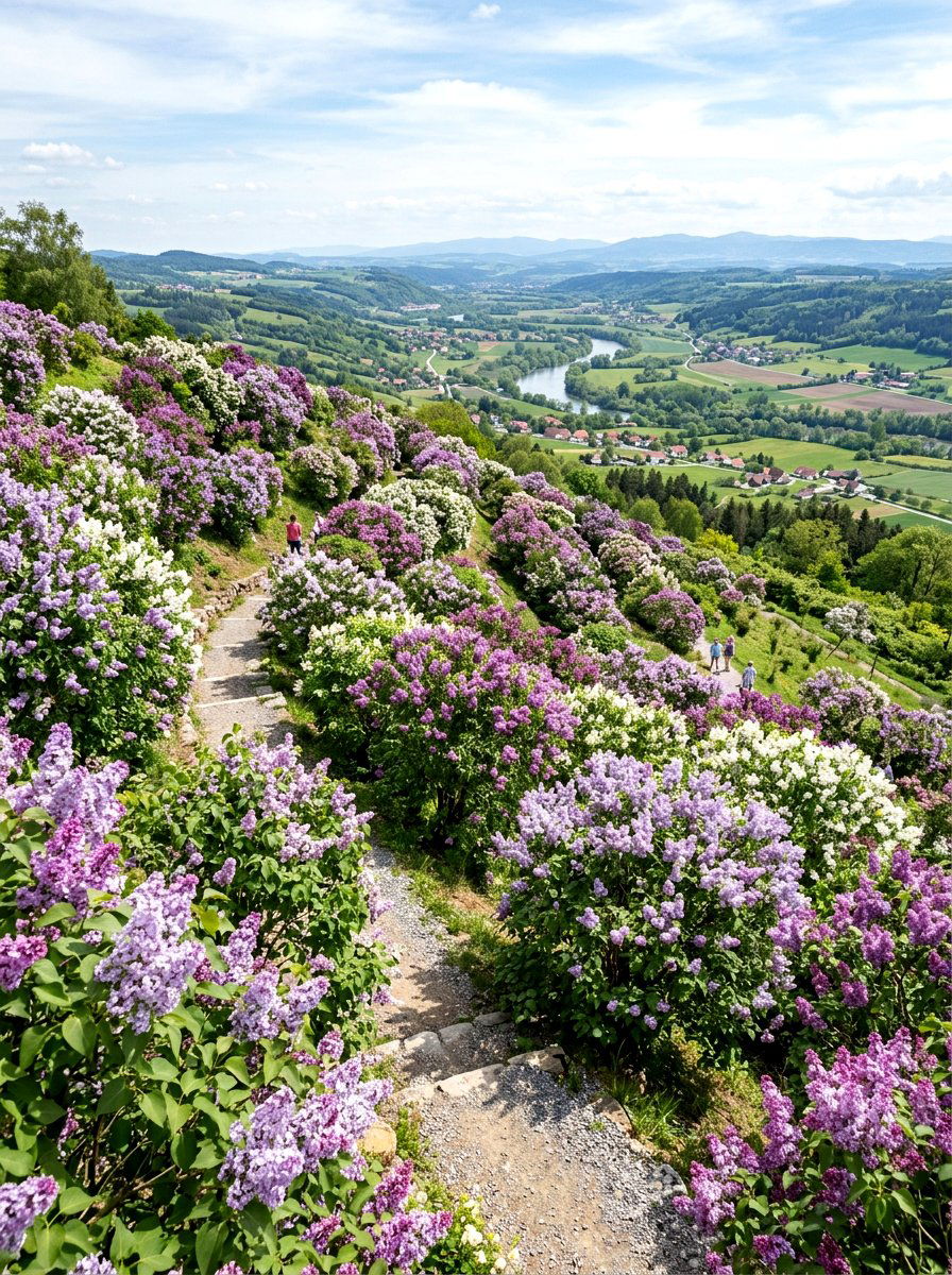 Sloping Hillside Lilac - 25 Spring Lilac Bush Ideas