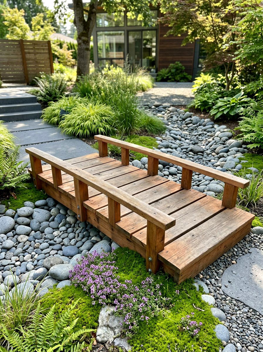 Small Backyard Bridge Dry Creek Bed - 25 Spring Garden Bridge Decor Ideas