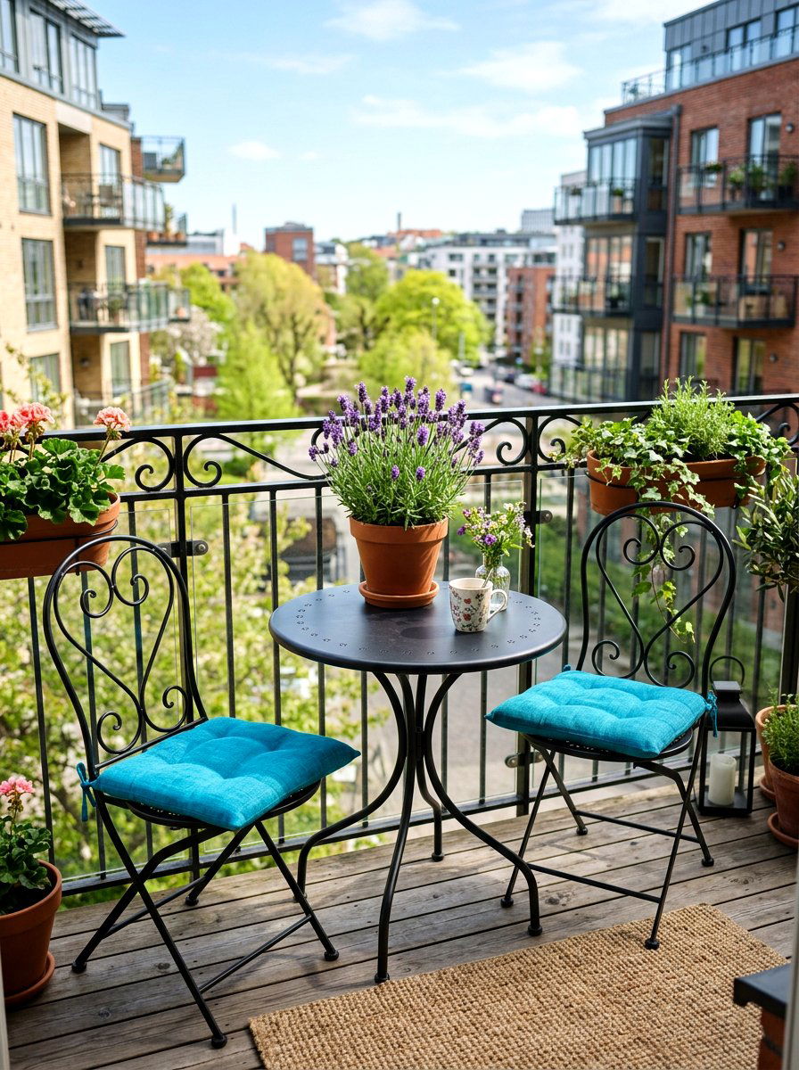Small Balcony Bistro Set - 25 Balcony Spring Decor Ideas