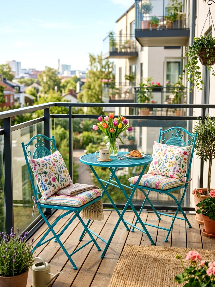 Small Balcony Bistro Set - 25 Spring Small Balcony Decor Ideas