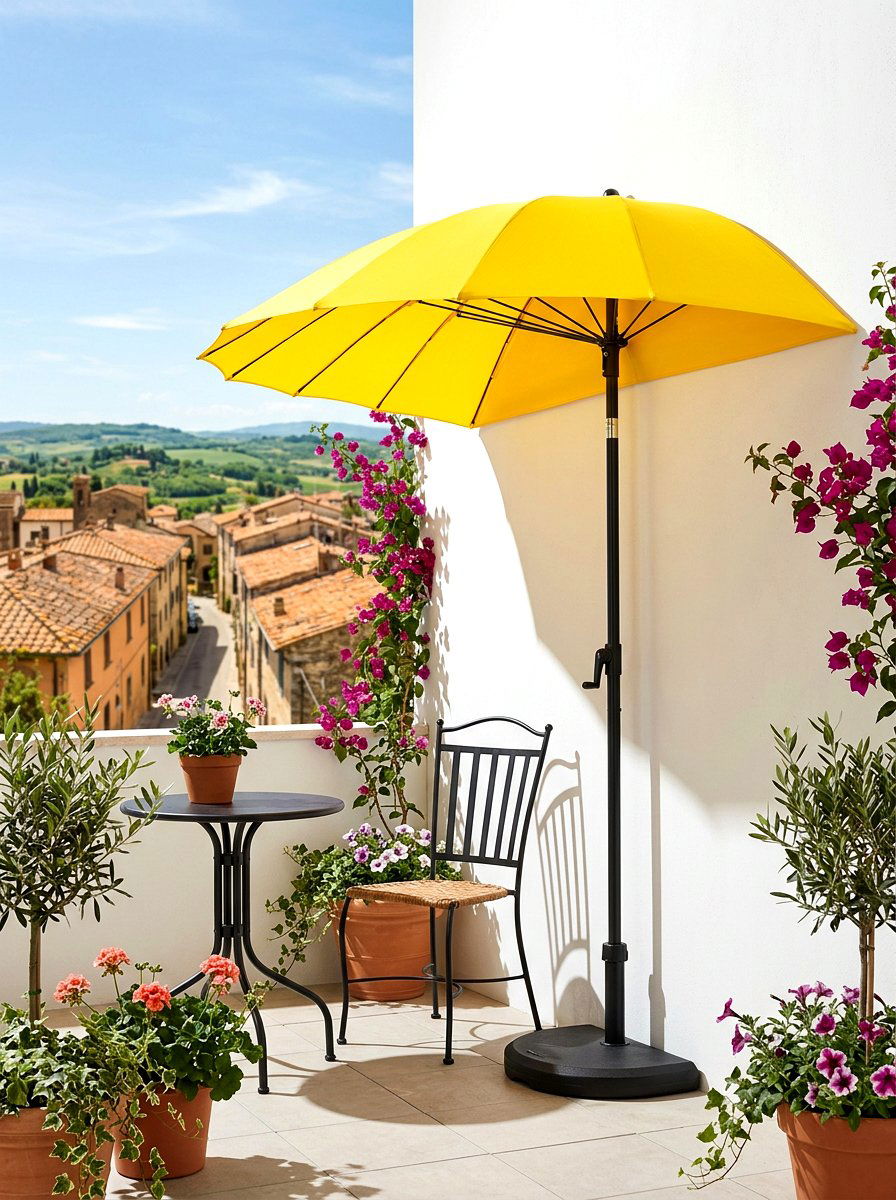 Small Balcony Umbrella - 25 Spring Small Balcony Decor Ideas