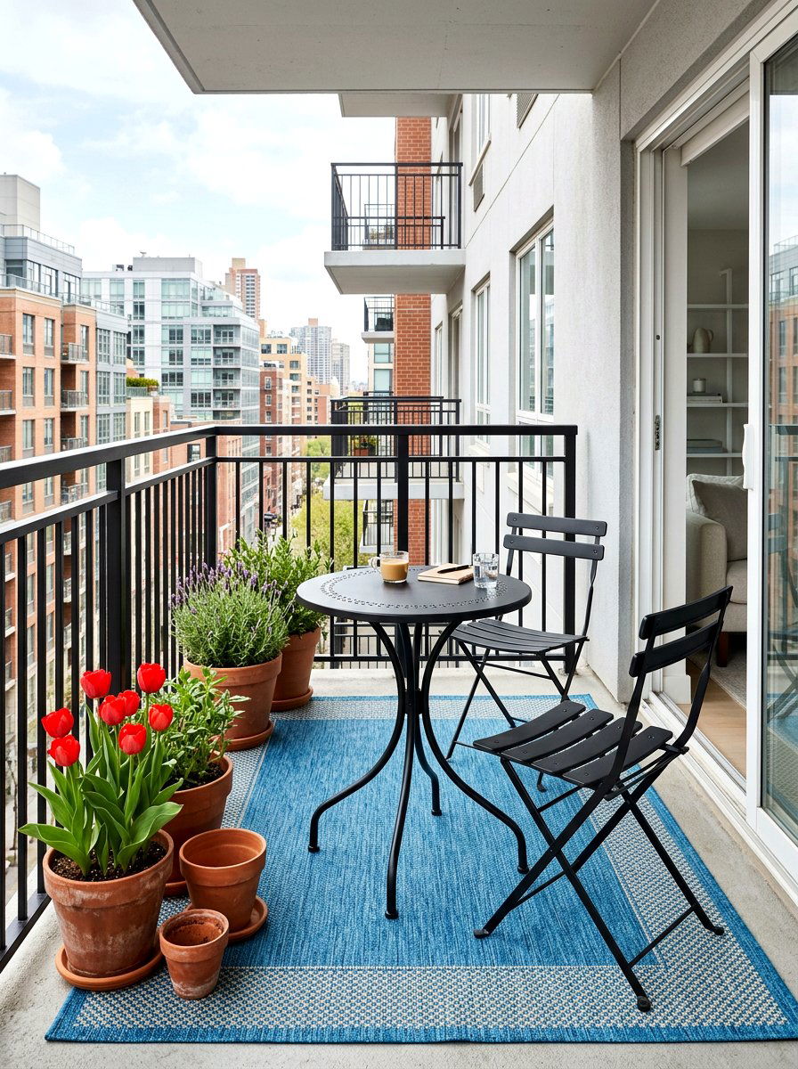 Small Bistro Set - 25 Spring Balcony Seating Decor Ideas