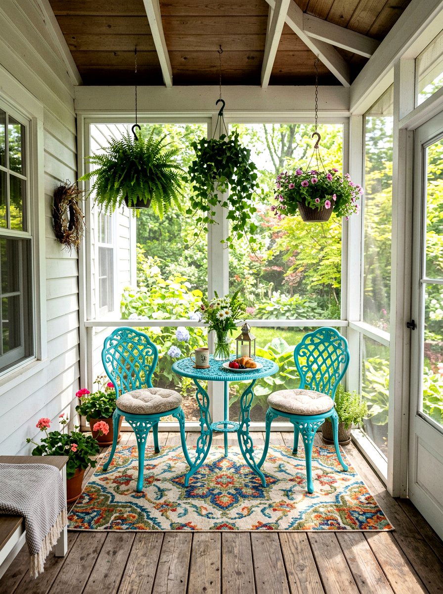 Small Bistro Set - 25 Spring Screened Porch Decor Ideas
