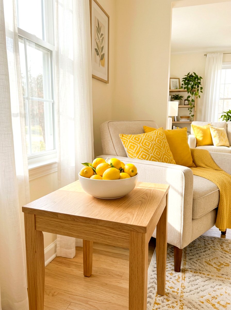 Small Bowl Of Citrus Fruit - 25 Spring End Table Decor Ideas