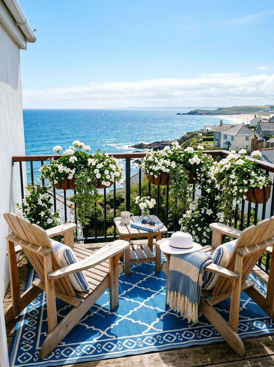 Small Coastal Balcony - 25 Spring Coastal Decor Ideas