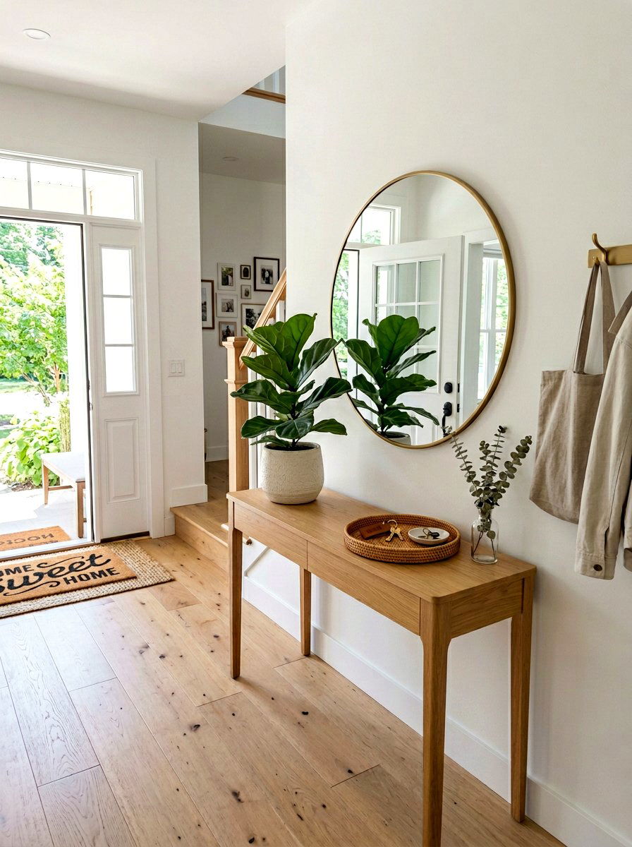 Small Fiddle Leaf Fig On Entryway Console - 25 Spring Fiddle Leaf Fig Styling Ideas