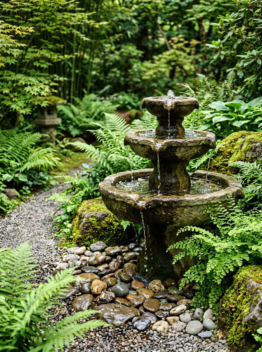 Small Garden Fountain - 25 Spring Garden Nook Decor Ideas