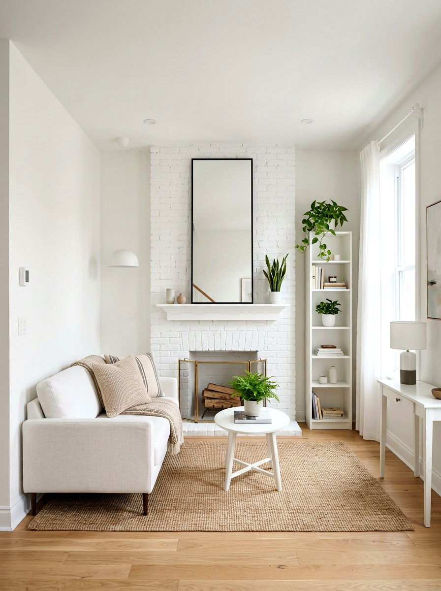 Small Living Room Decor - 25 Spring White Brick Fireplace Ideas