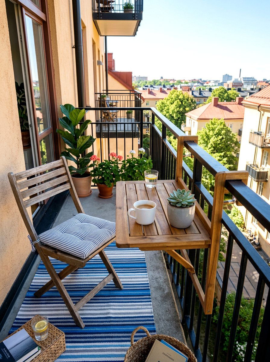 Small Railing Table - 25 Spring Balcony Railing Decor Ideas