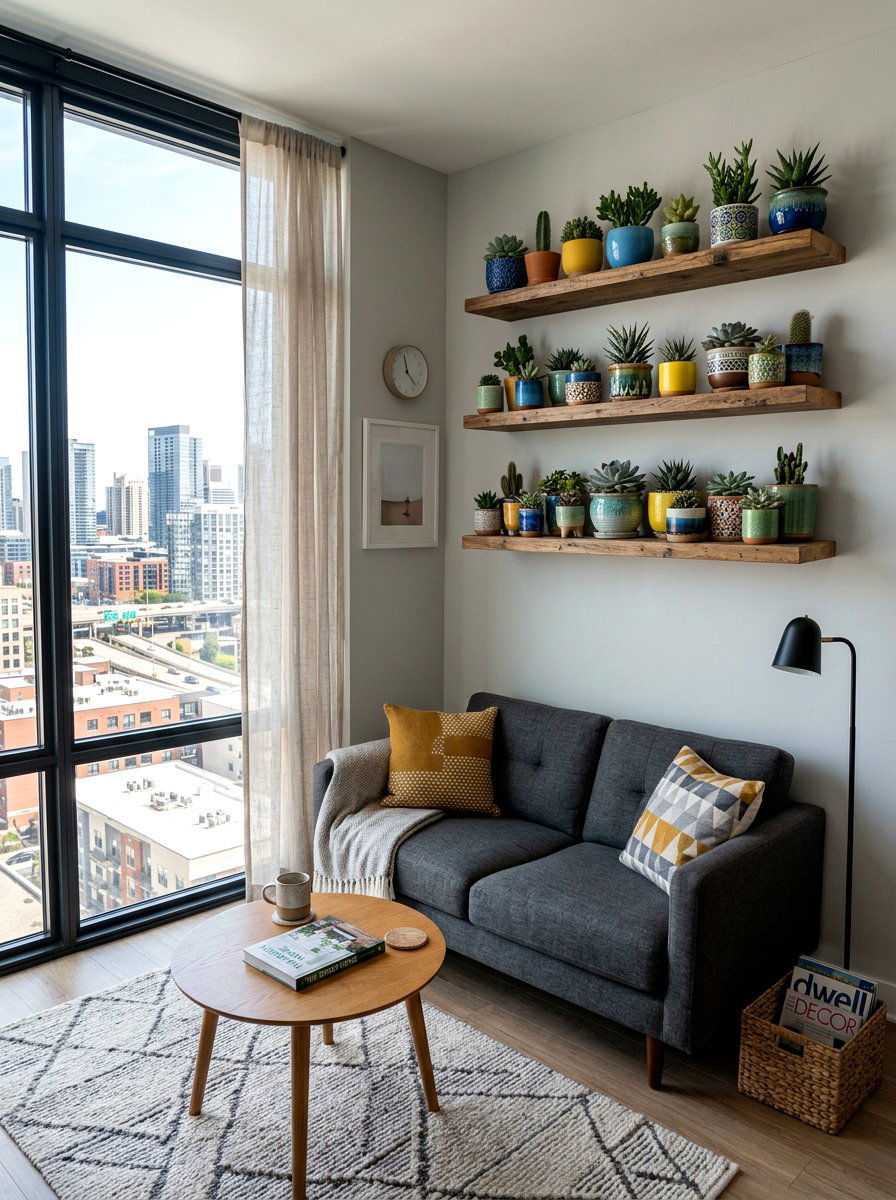 Small Succulent Shelf Garden - 25 Spring Floating Shelf Decor Ideas