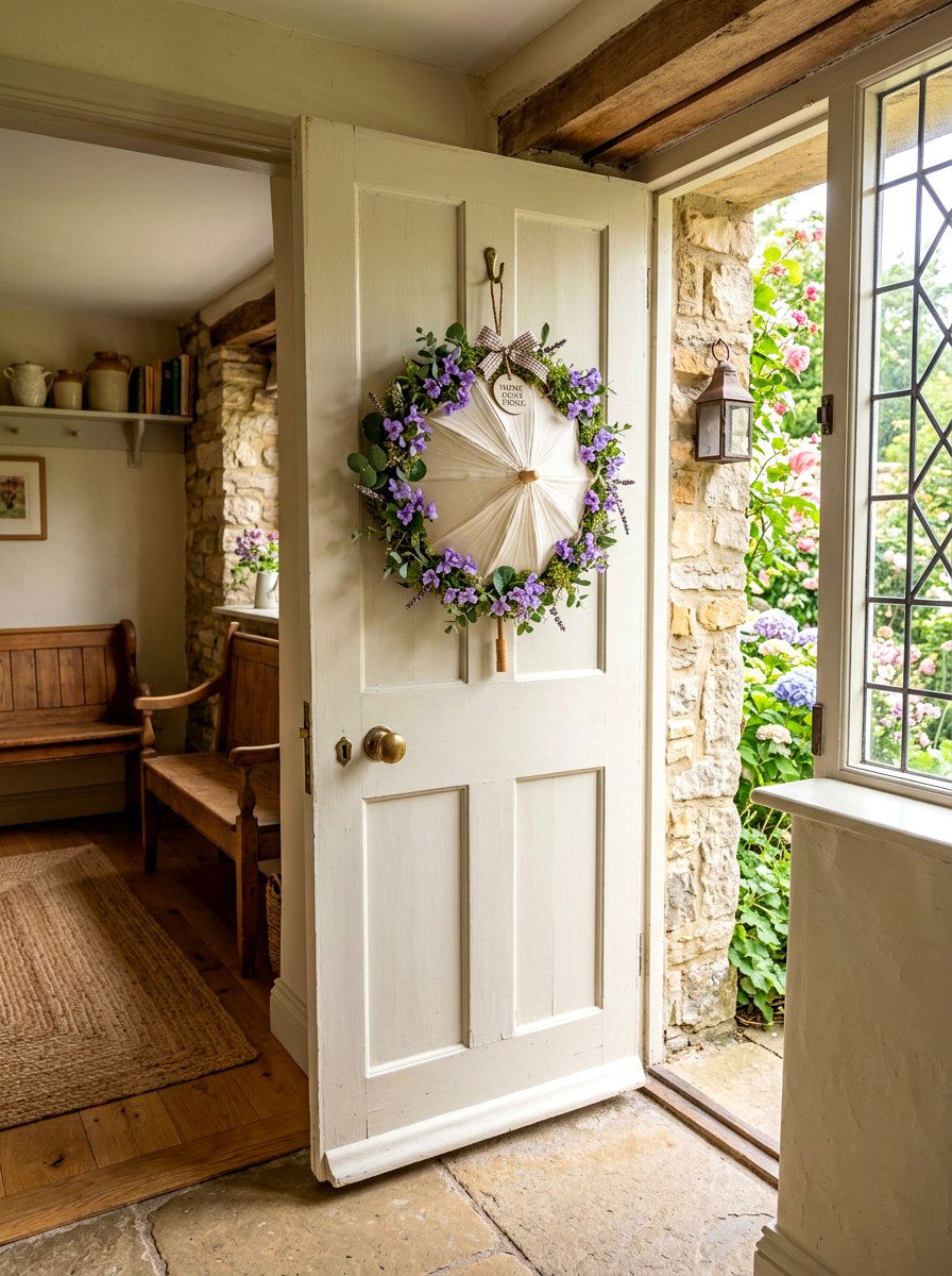 Small Umbrella Door Wreath - 25 Spring Umbrella Wreath Ideas