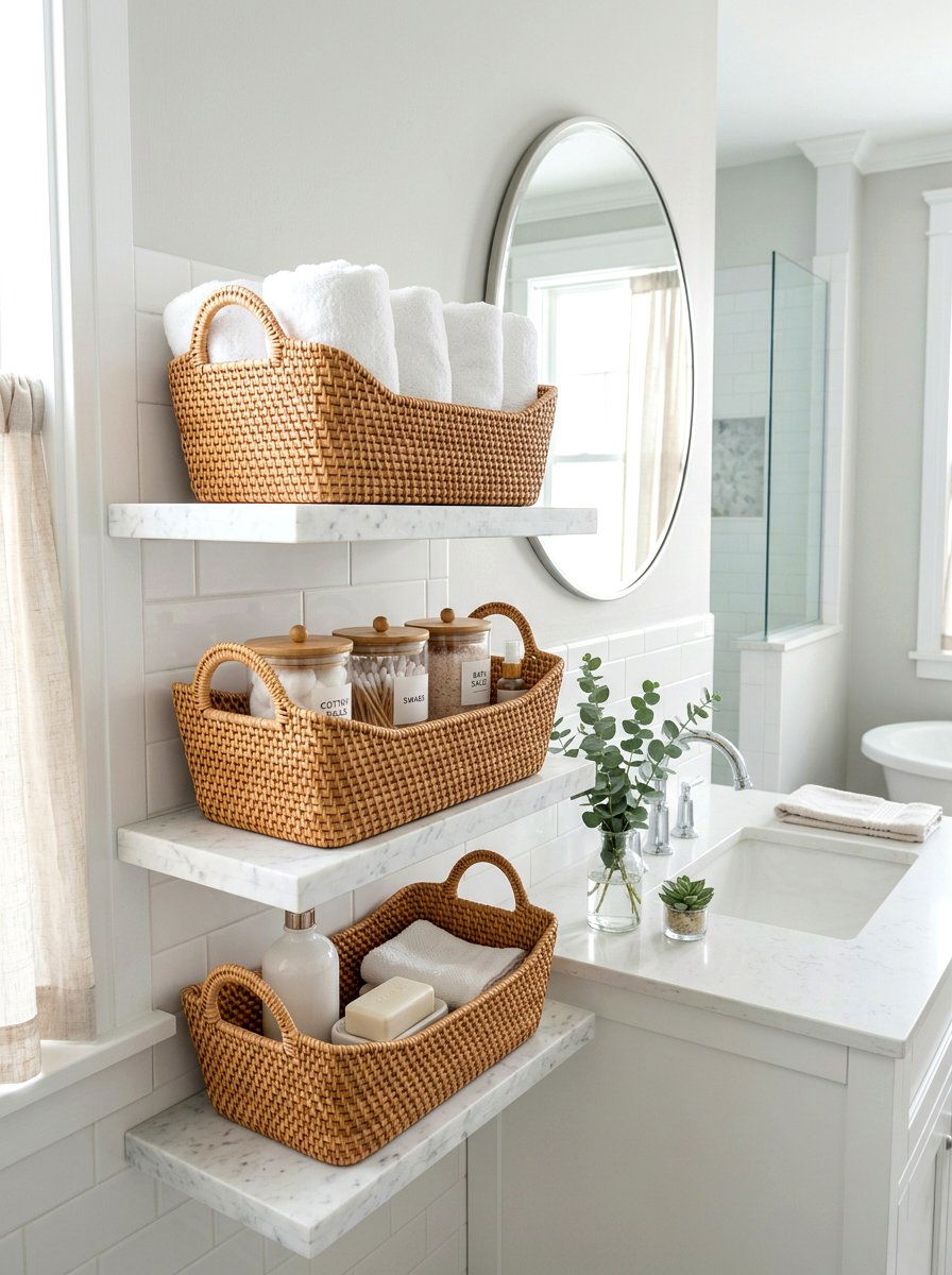 Small Wicker Basket Bathroom Storage - 25 Spring Wicker Basket Decor Ideas