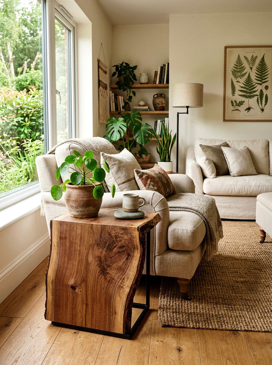 Small Wooden Bowl - 25 Spring Side Table Decor Ideas