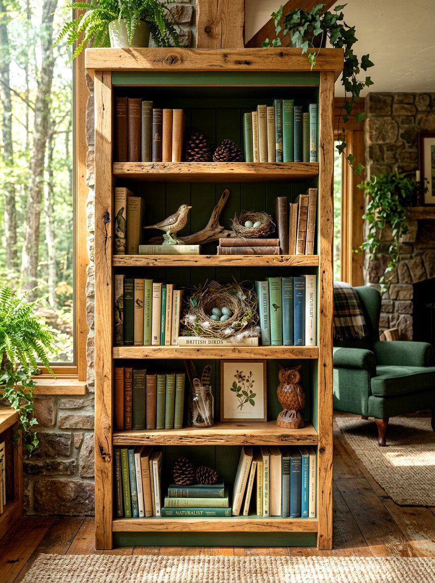 Small bird nests - 25 Spring Bookshelf Decor Ideas