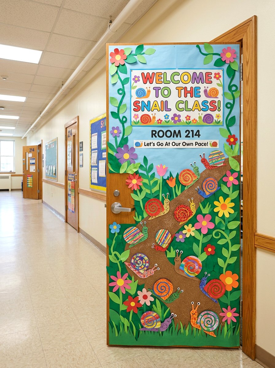 Snail Classroom Door - 25 Spring Door Decoration Ideas for Classroom
