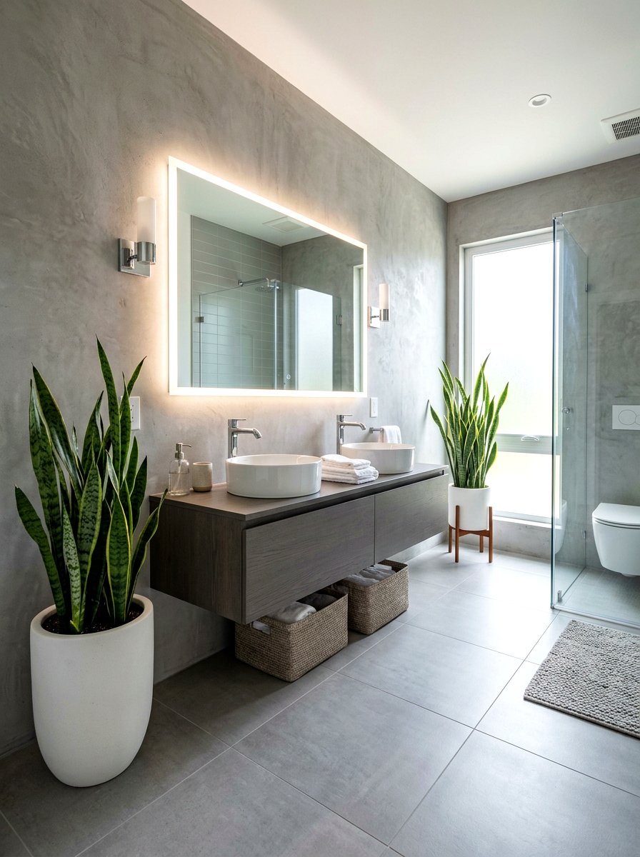 Snake Plant Bathroom - 25 Spring Bathroom Plant Ideas