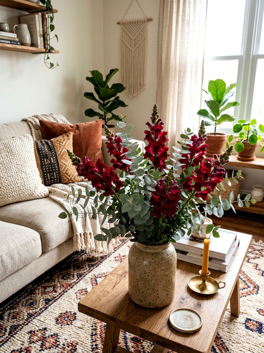 Snapdragon And Eucalyptus Arrangement - 25 Spring Snapdragon Arrangement Ideas