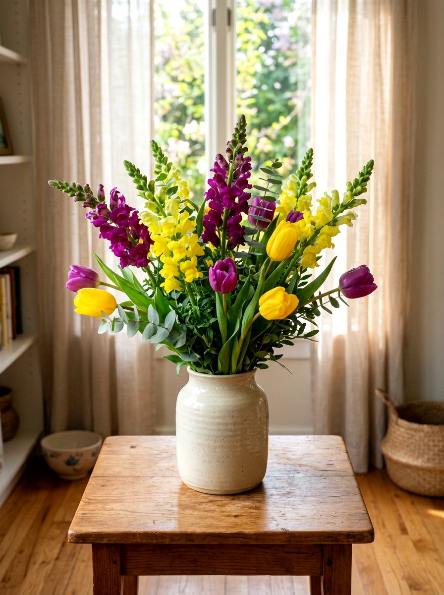 Snapdragon And Tulip Bouquet - 25 Spring Snapdragon Arrangement Ideas