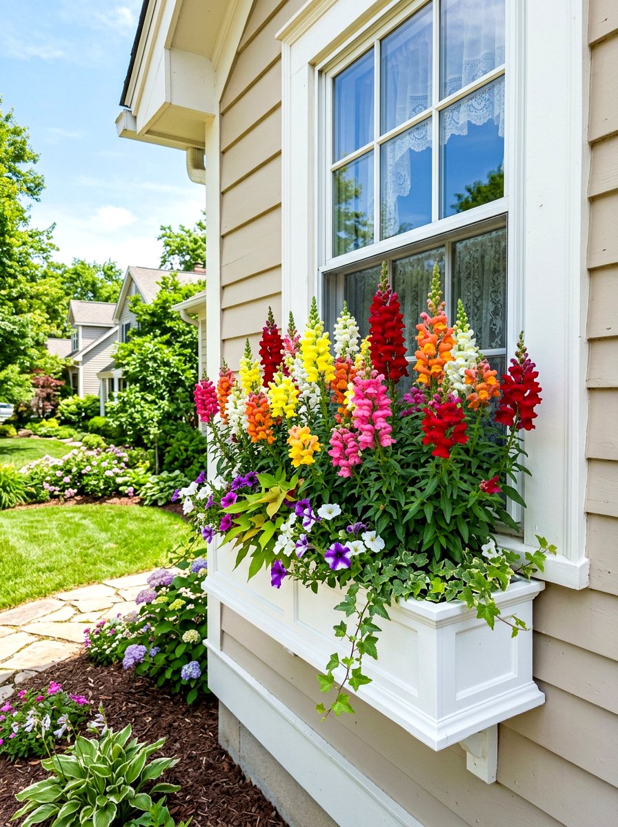 Snapdragon Window Box - 25 Spring Window Box Ideas