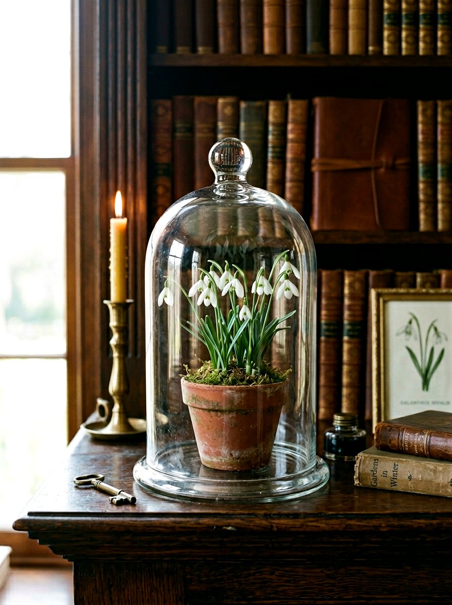 Snowdrops In Glass Cloches - 25 Spring Forced Bulb Ideas