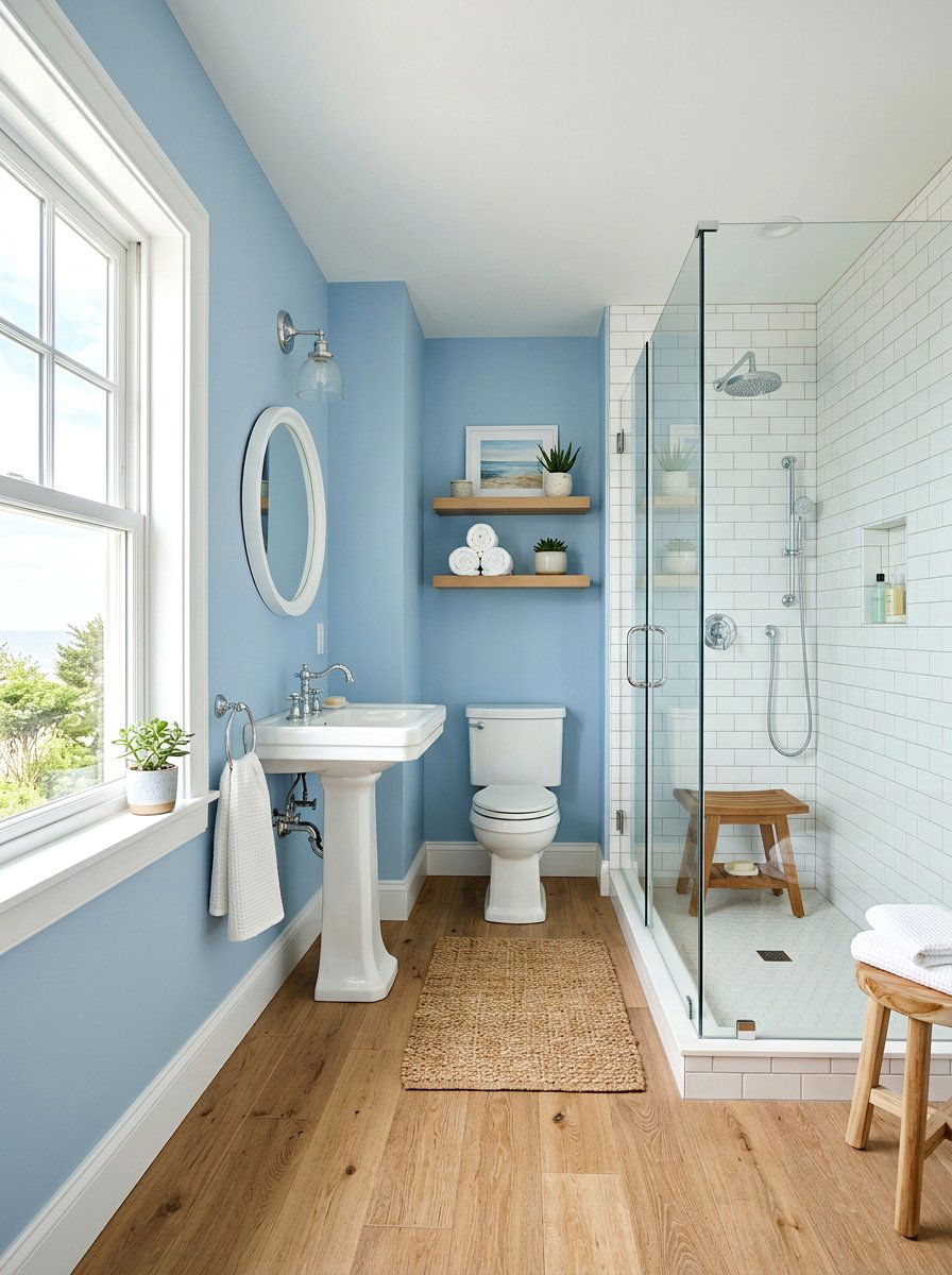 Soft Blue Bathroom Walls - 25 Spring Bathroom Refresh Ideas