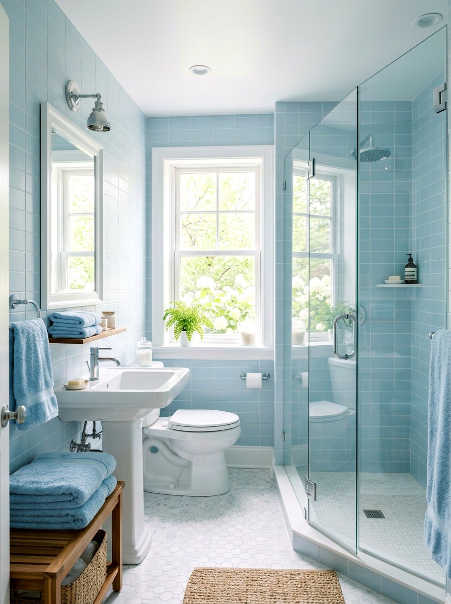 Soft Blue Bathroom - 25 Spring Room Makeover Ideas