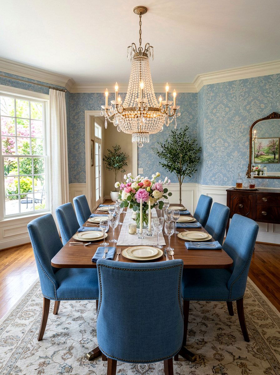 Soft Blue Dining Room - 25 Spring Baby Blue Decor Ideas