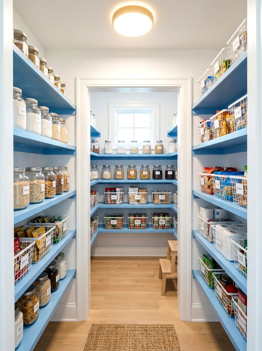 Soft Blue Pantry Shelving - 25 Spring Soft Blue Decor Ideas