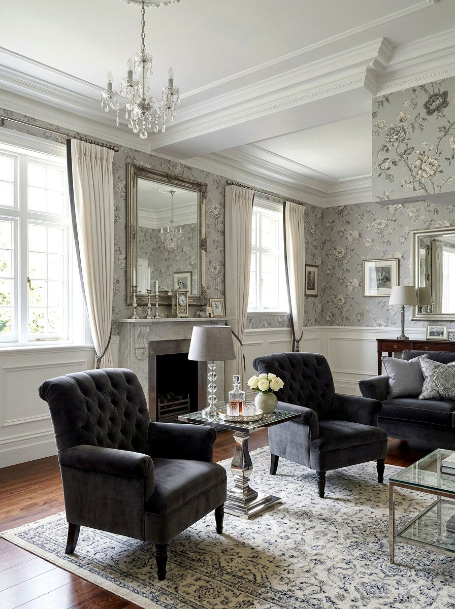 Soft Gray Floral Wallpaper - 25 Spring Peel and Stick Wallpaper Ideas