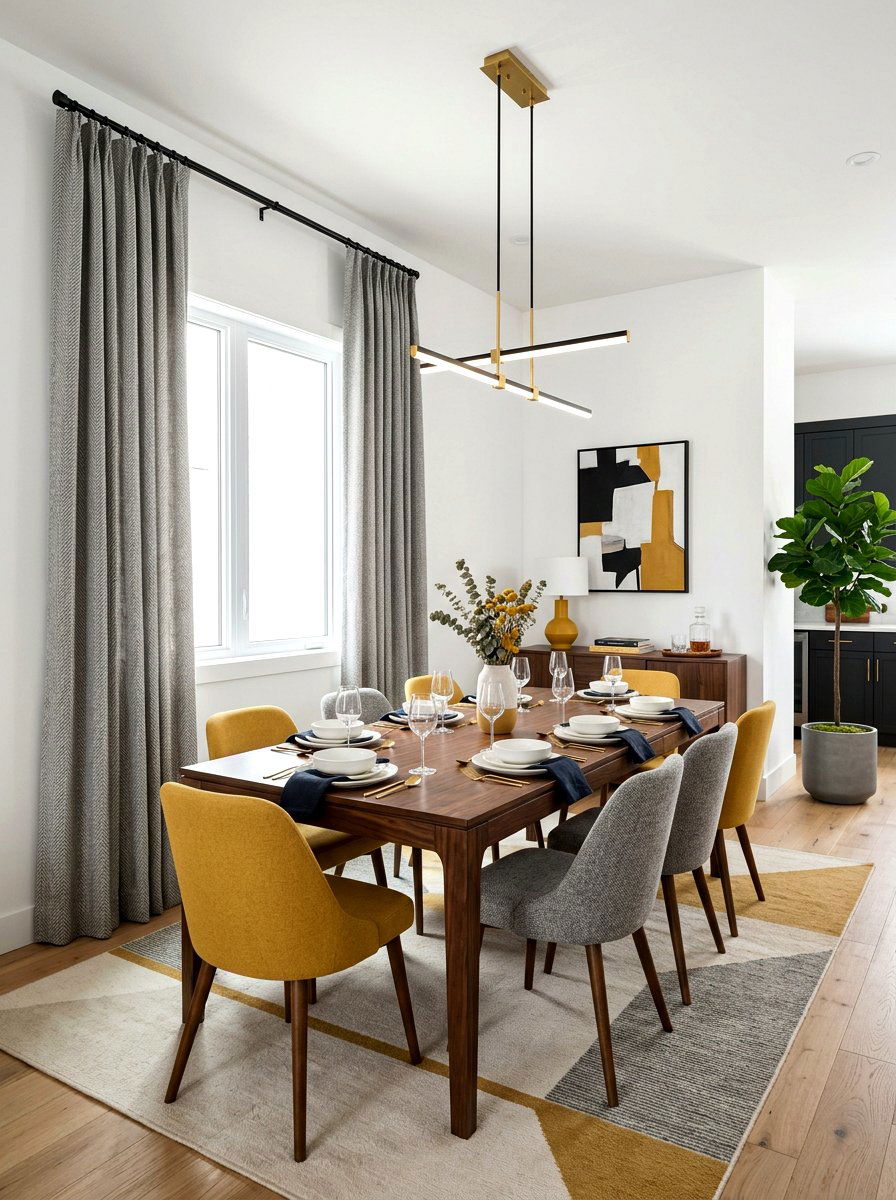 Soft Gray Textured Curtain - 25 Spring Dining Room Curtain Ideas