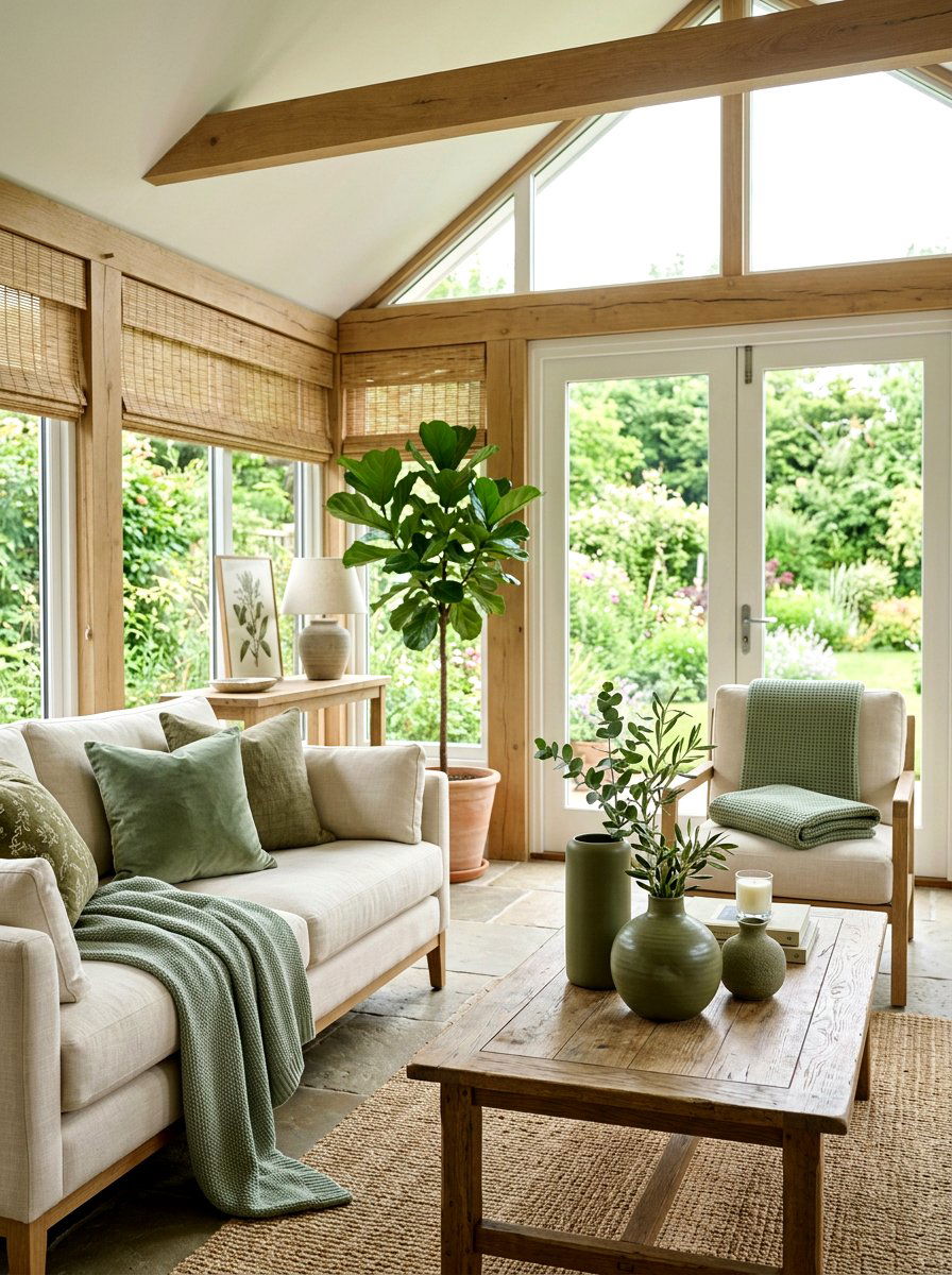 Soft Green Accents - 25 Spring Three Season Room Decor Ideas