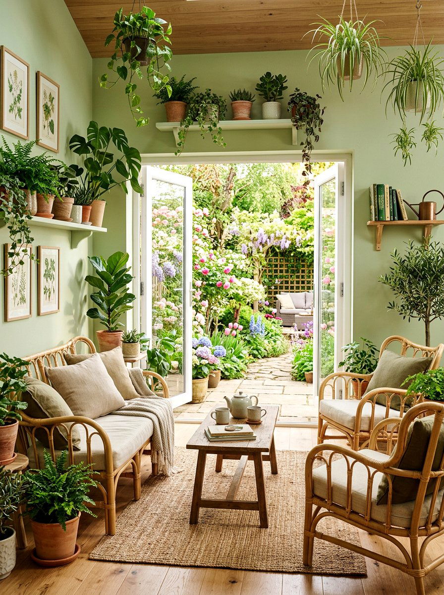 Soft Green Garden Room - 25 Spring Pastel Decor Ideas