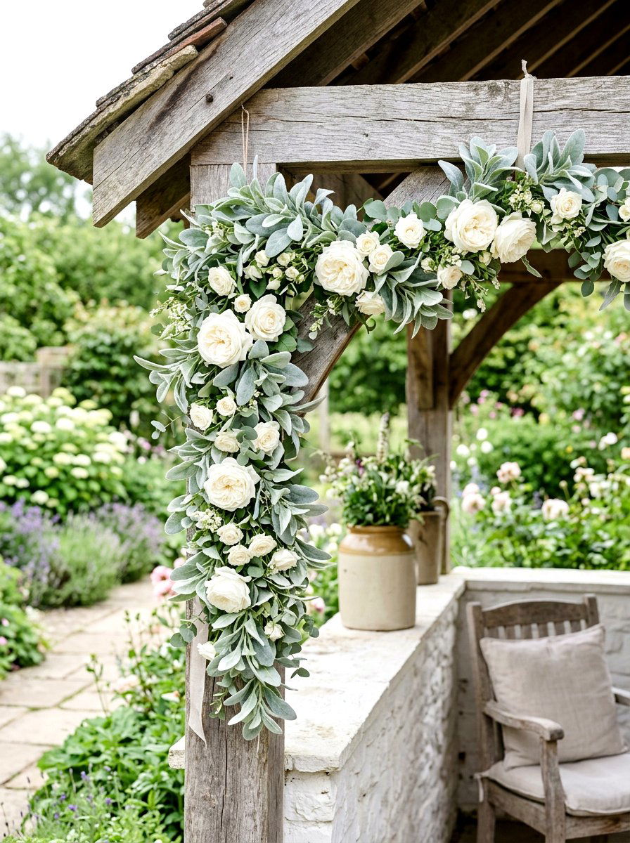 Soft Lambs Ear Swag - 25 Spring Door Swag Arrangement Ideas