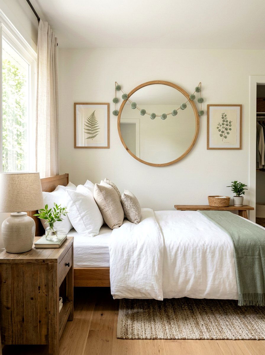 Soft Sage Pom Pom Garland Guest Room - 25 Spring Pom Pom Garland Ideas