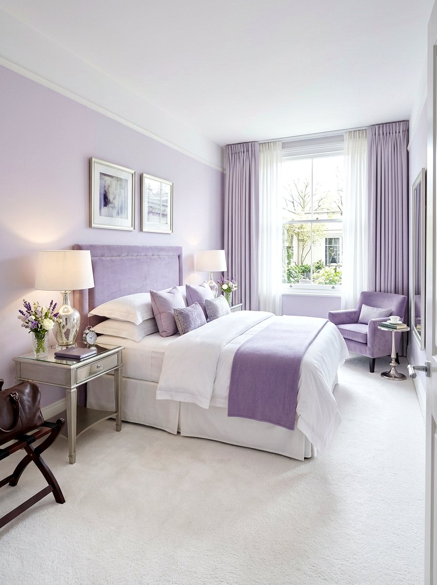 Soft Violet Guest Room - 25 Spring Pastel Decor Ideas