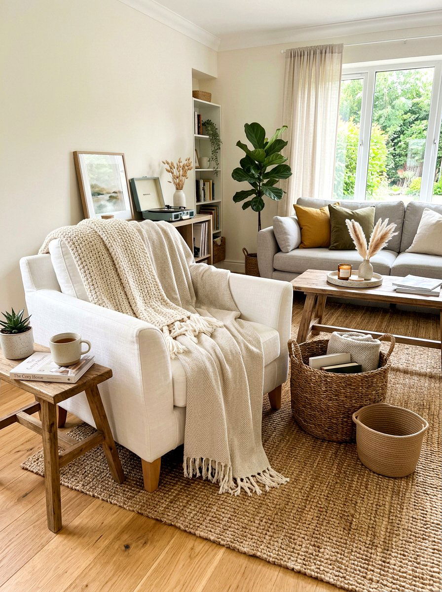 Soft cotton throws - 25 Spring Living Room Refresh Ideas