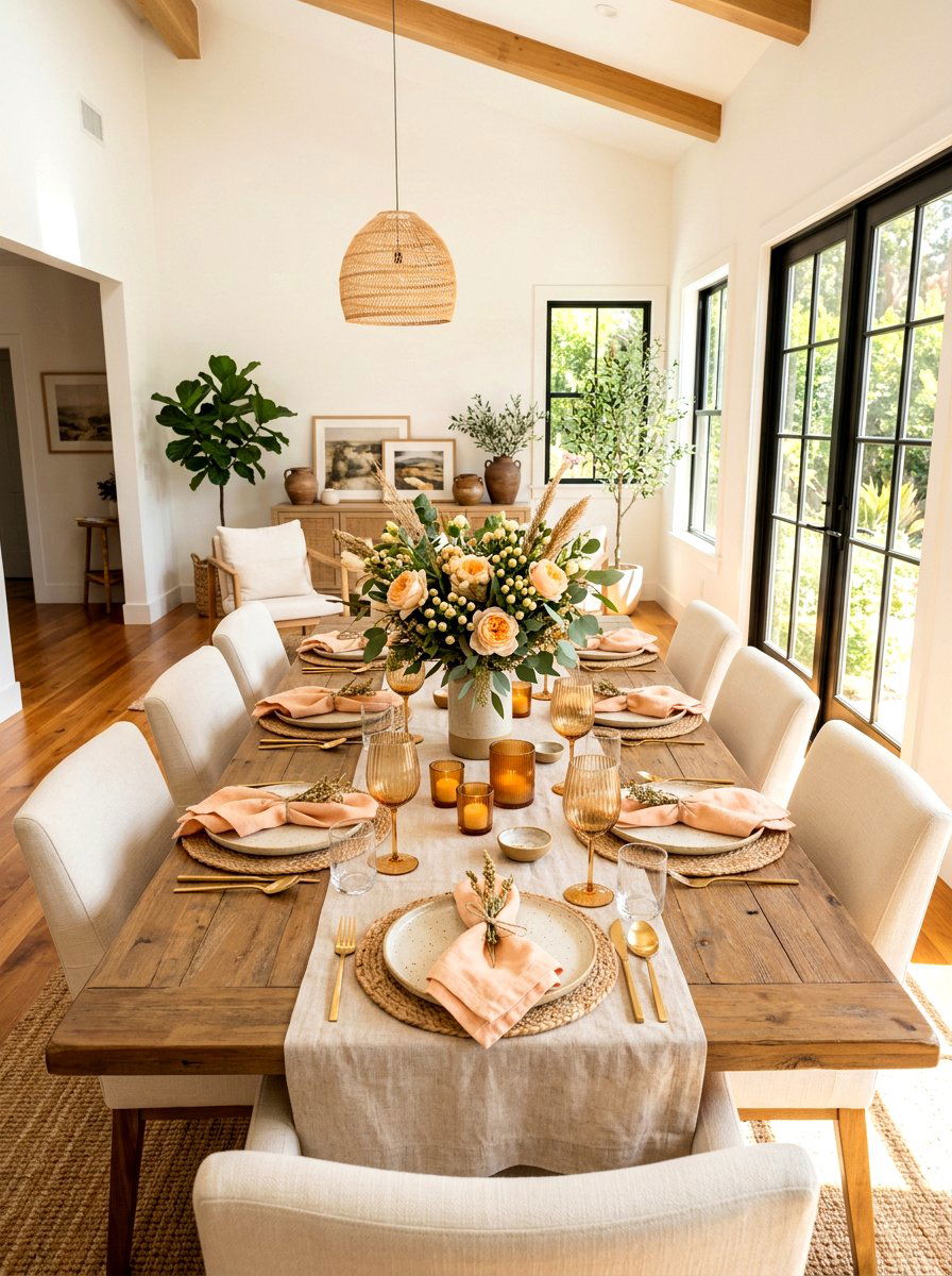 Soft peach table decor - 25 Spring Mother's Day Table Ideas