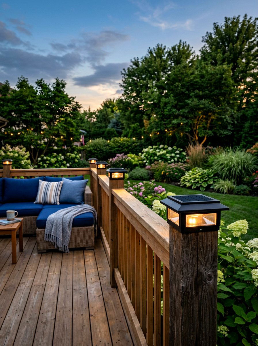 Solar Deck Railing Light - 25 Spring Deck Railing Decor Ideas