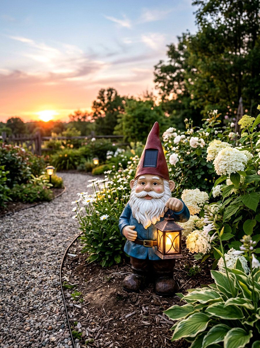 Solar Garden Gnome - 25 Spring Garden Gnome Decor Ideas